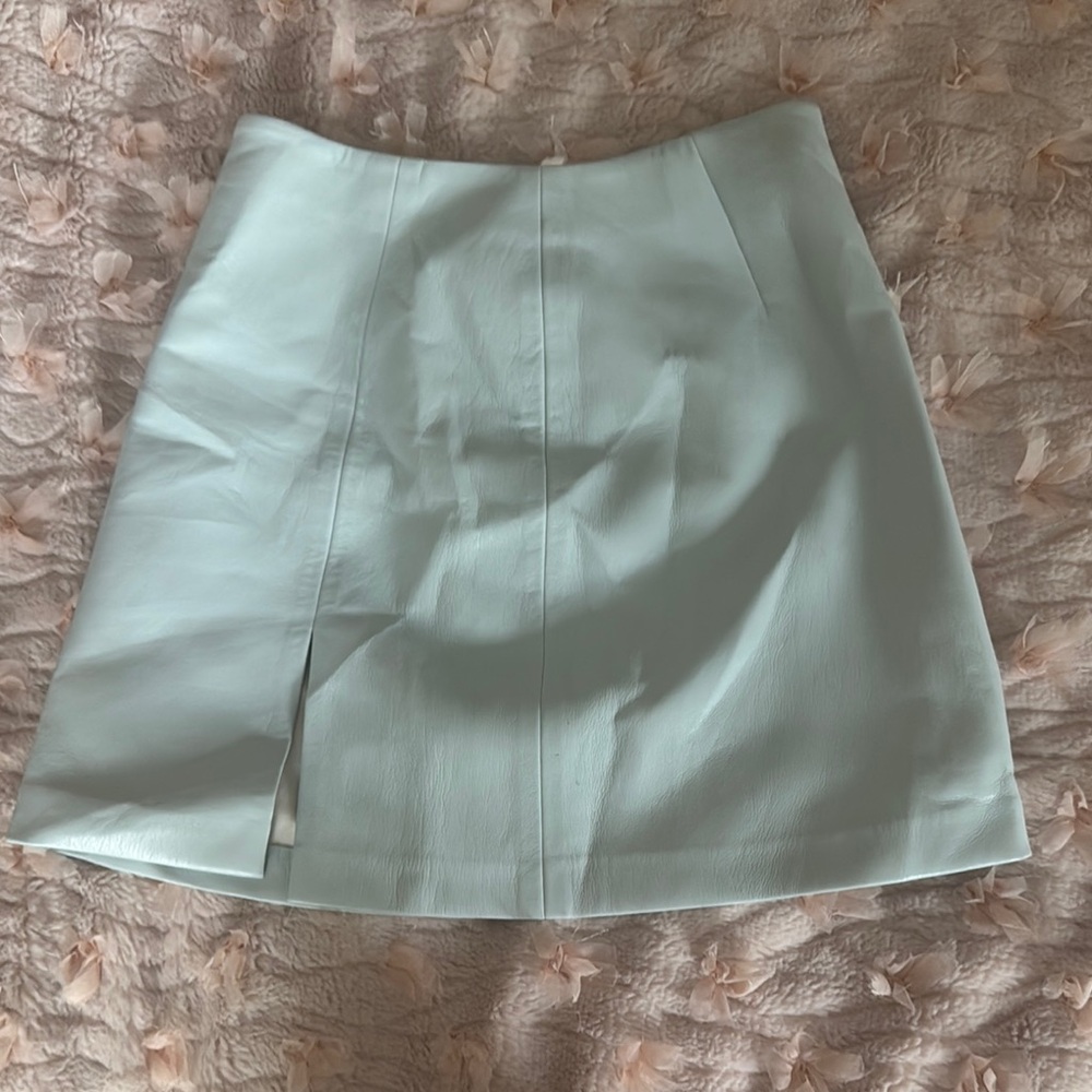 Aritzia Baby Blue Leather Skirt